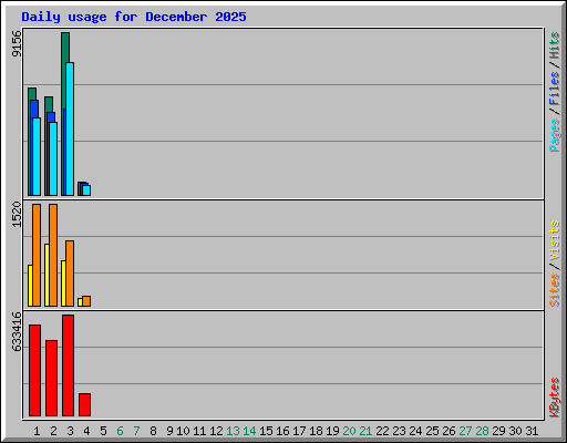 Daily usage for December 2025