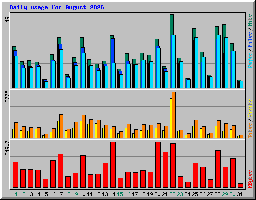 Daily usage for August 2026